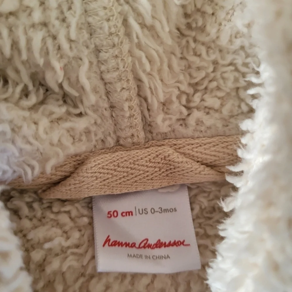 Hanna Andersson Baby 0-3 Months Marshmallow Fleece Jacket Ivory Color Hooded Ear